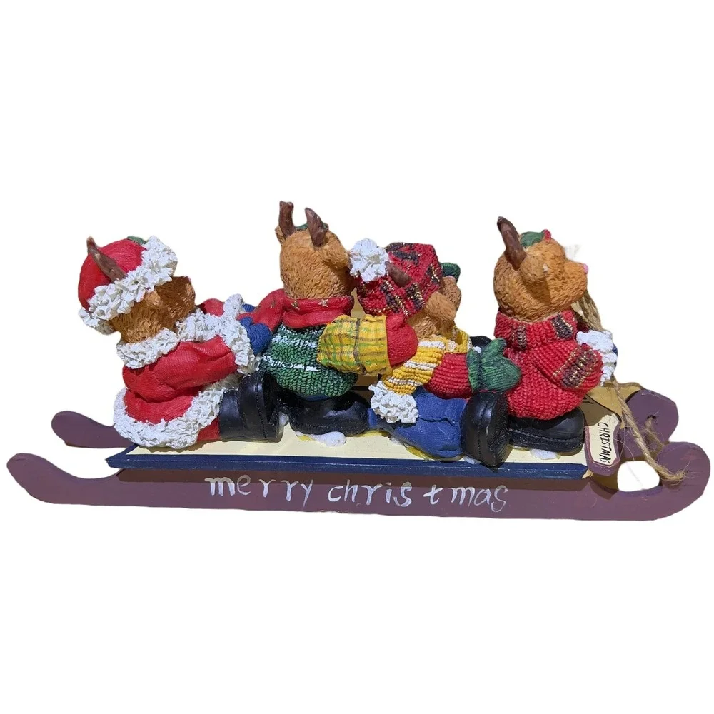 Merry Christmas Snow Sleigh 4‎ Reindeer Bears Decorative Funtime 11